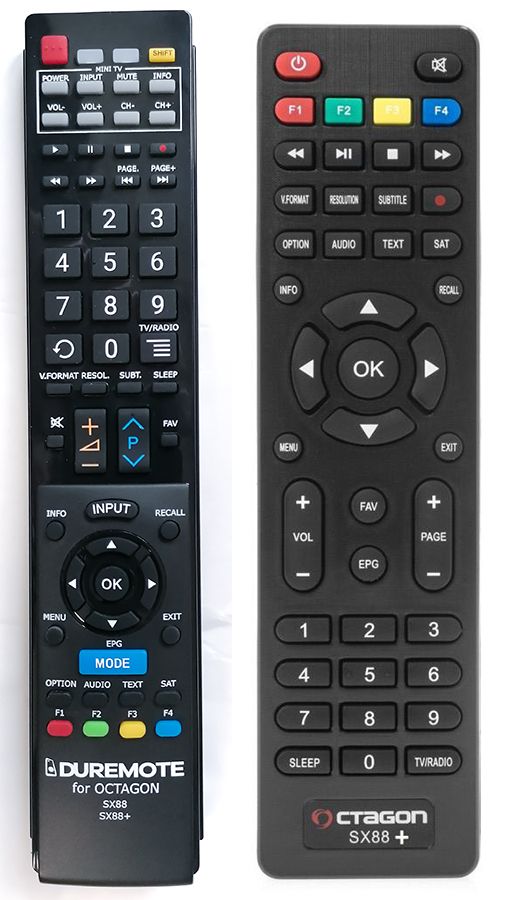 OCTAGON SX RCU 02, SX88, SX888, COMBO, OPTIMA + TV vezérlés (mini TV) - távirányító duplikátum