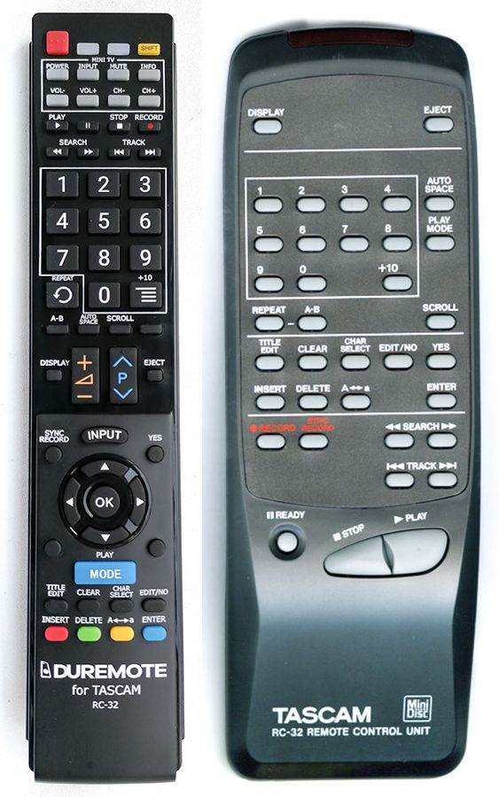 TASCAM RC-32 + TV vezérlés (mini TV) - távirányító duplikátum