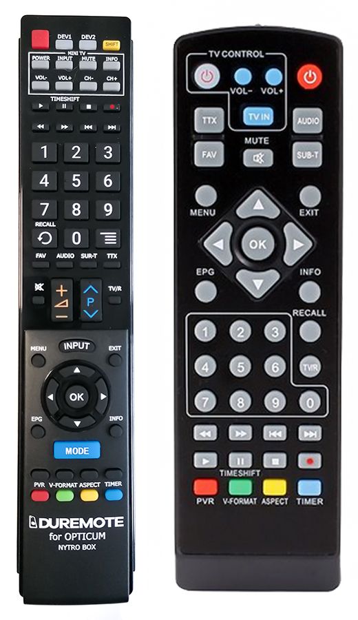 OPTICUM NYTRO BOX + TV vezérlés (mini TV) - távirányító duplikátum