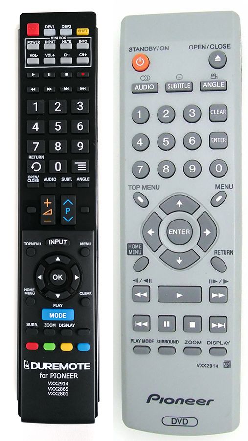 PIONEER VXX2801, VXX2865, VXX2914 + TV vezérlés (mini TV) - távirányító duplikátum