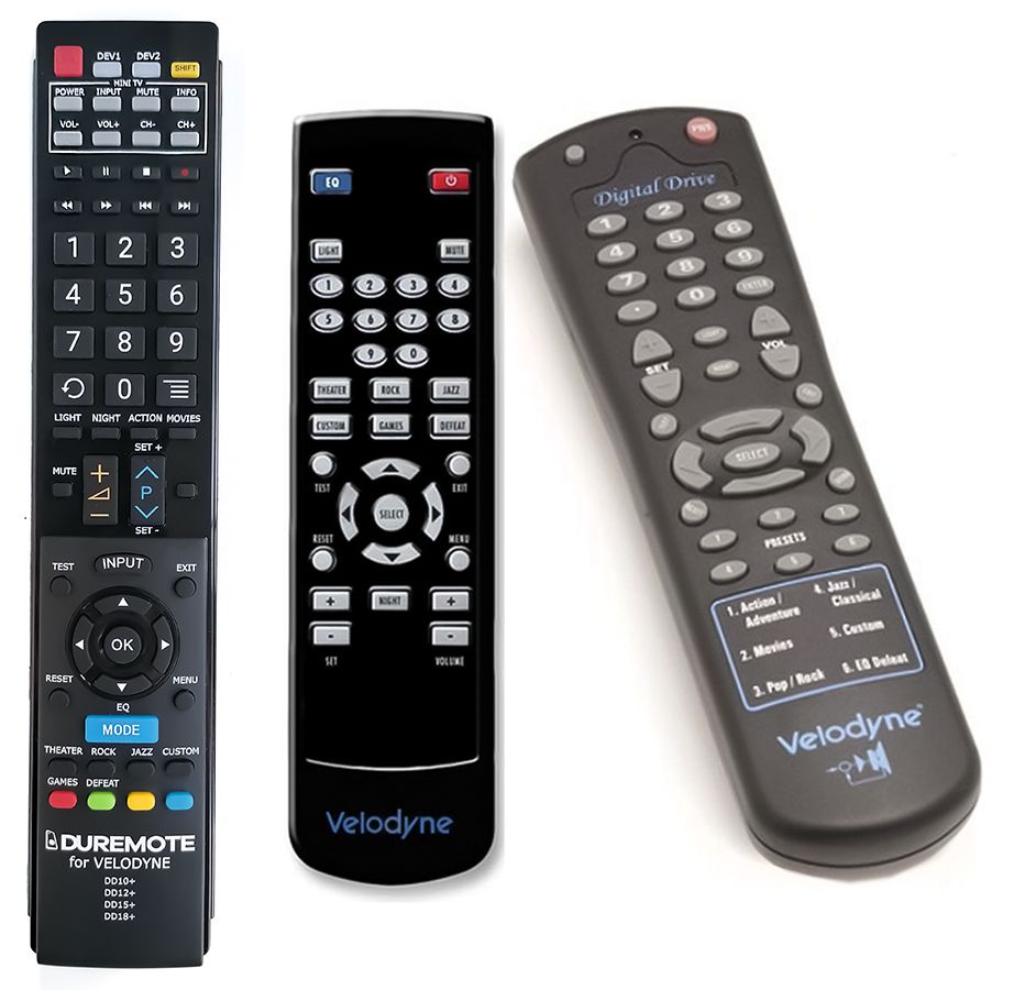 VELODYNE DD-10+, DD-12+, DD-15+, DD-18+ + TV vezérlés (mini TV) - távirányító duplikátum