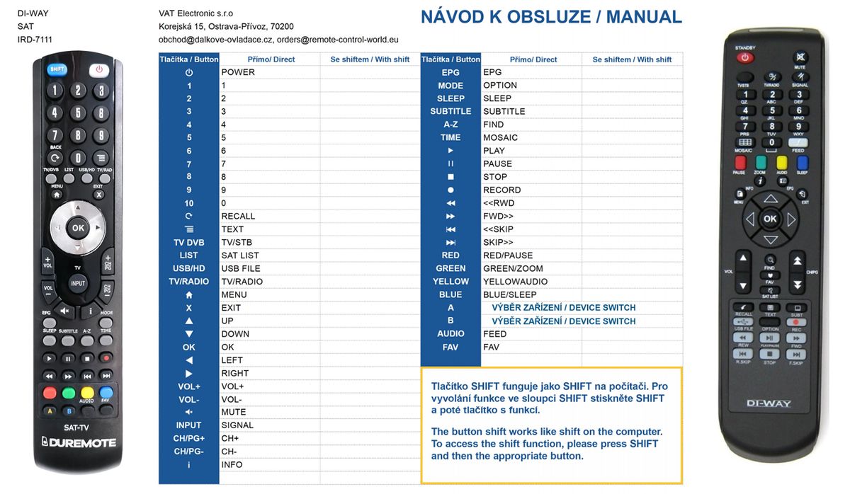 DI-WAY IRD-7111 -   


kompatibilis General márkájú távirányító