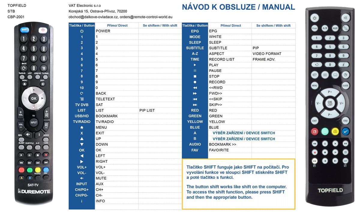TOPFIELD CBP-2000CI, CBP-2001CI, SBP-2000CI, SBP-2001CI -   


kompatibilis General márkájú távirányító