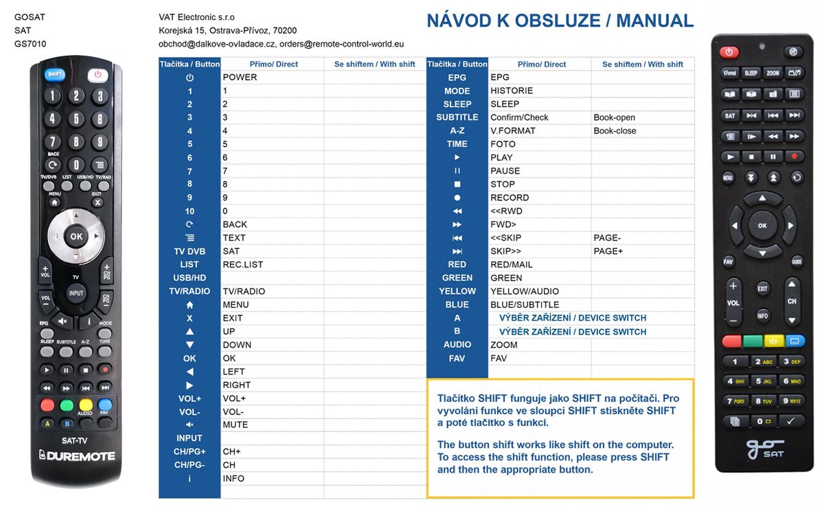 GOSAT GS7010 -   


kompatibilis General márkájú távirányító