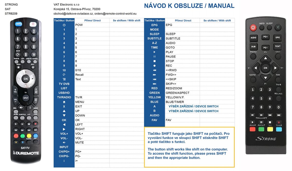 STRONG SRT8209, SRT8221, SRT8222, SRT8215 -   


kompatibilis General márkájú távirányító