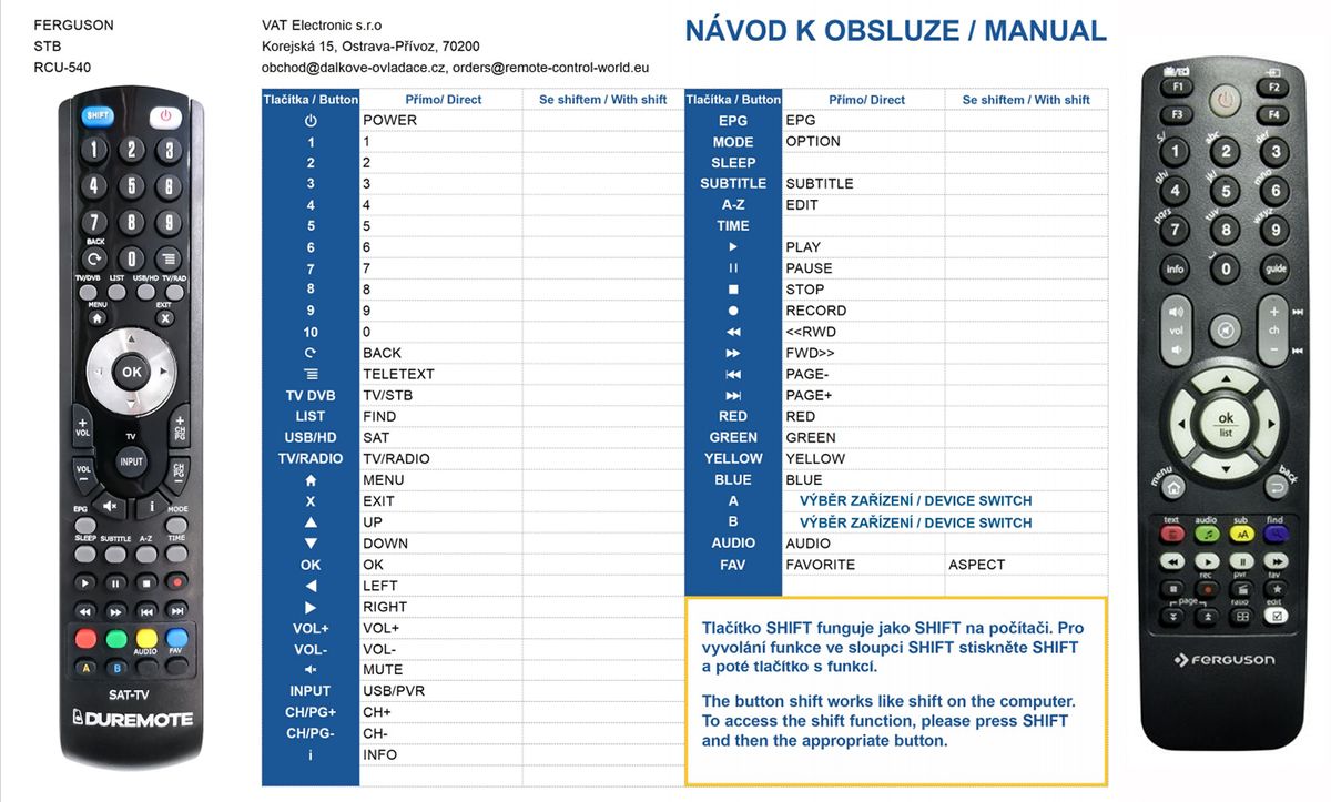 FERGUSON RCU540 -   


kompatibilis General márkájú távirányító