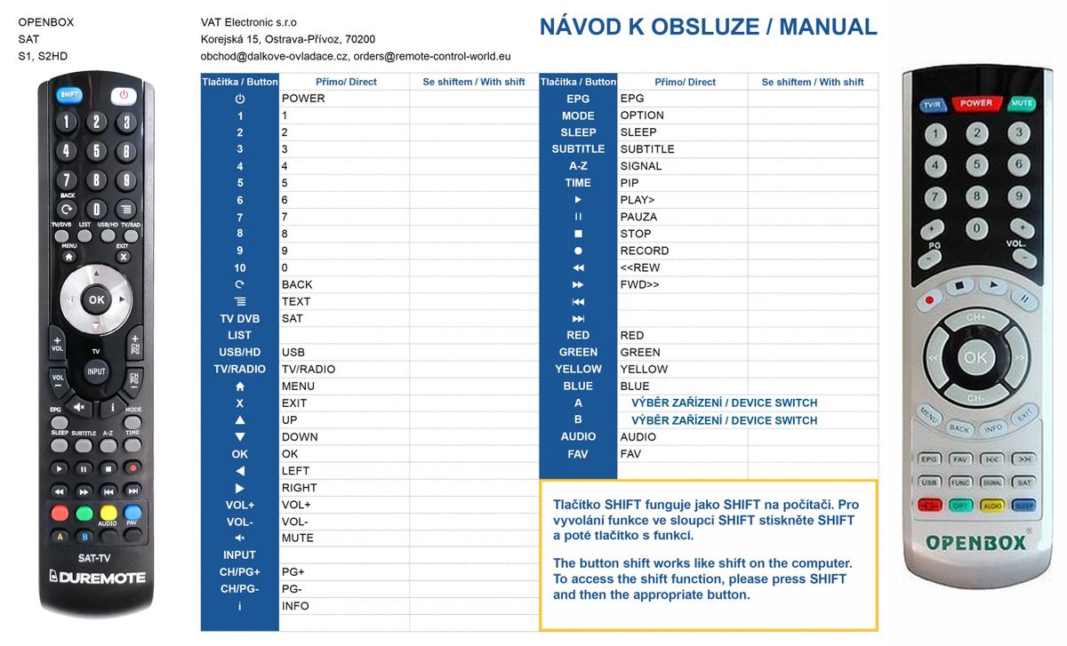 OPENBOX S1, S2 HD, S3 HD -   


kompatibilis General márkájú távirányító