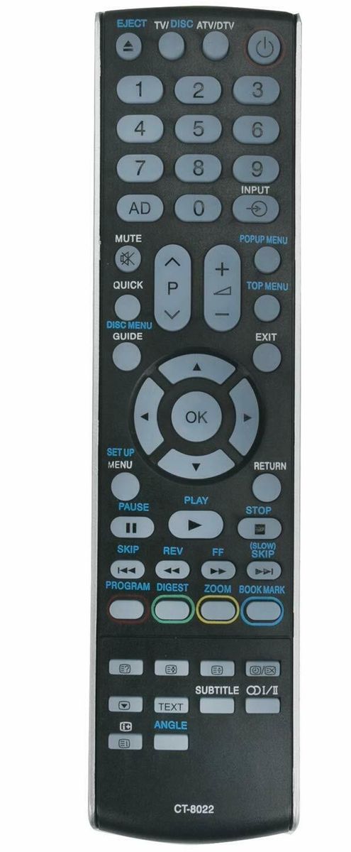 TOSHIBA CT-8022, CT-90374 - helyettesítő távirányító