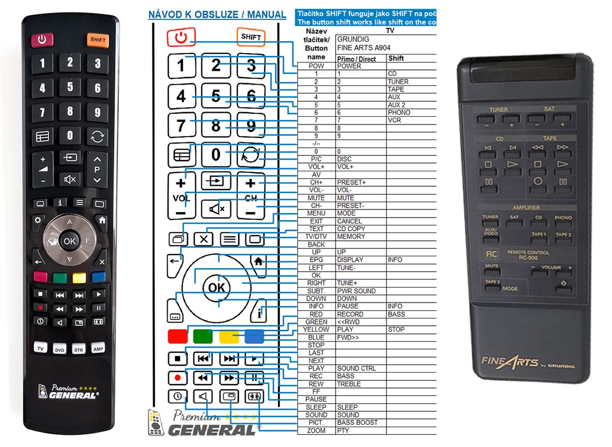 GRUNDIG Fine Arts A-904 -   


kompatibilis General márkájú távirányító