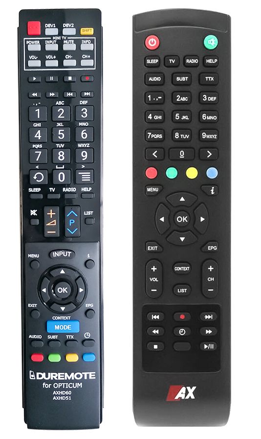OPTICUM AX HD60 + TV vezérlés (mini TV) - távirányító duplikátum