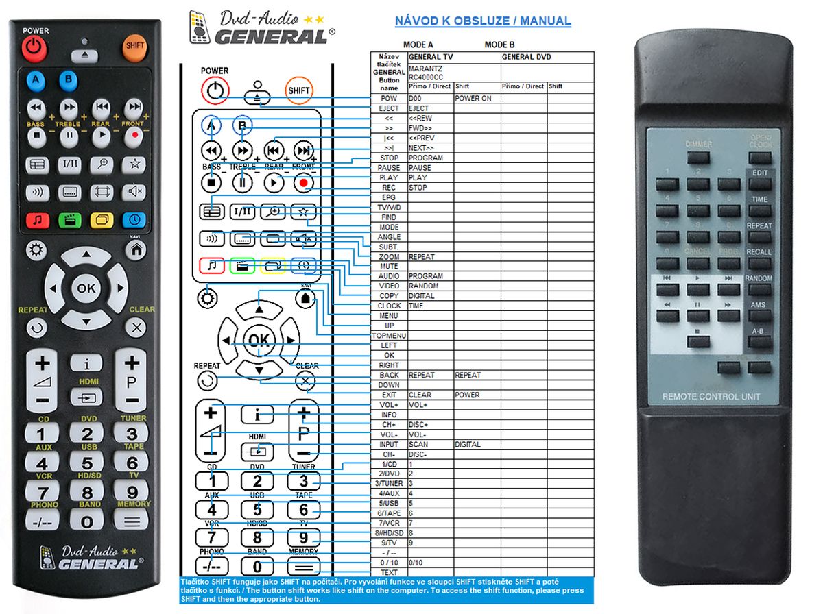 MARANTZ RC-67CD -   


kompatibilis General márkájú távirányító