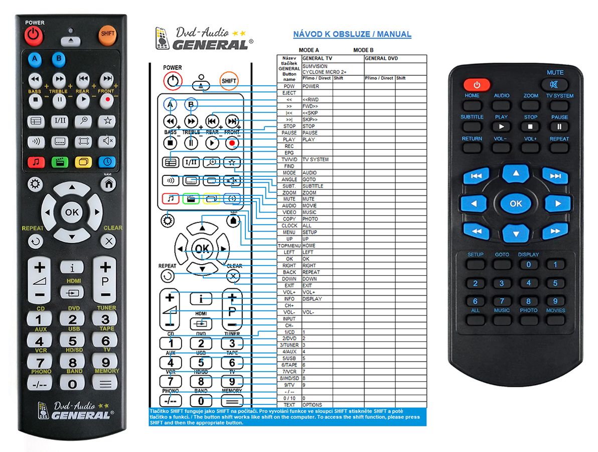 SUMVISION Cyclone Micro 3 -   


kompatibilis General márkájú távirányító