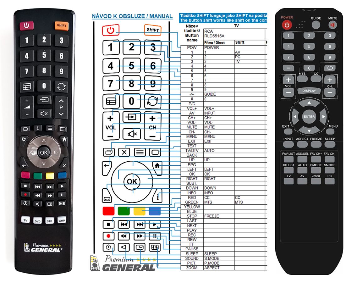RCA RLD5515A -   


kompatibilis General márkájú távirányító