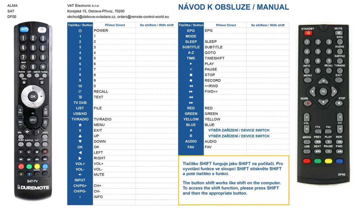 ALMA DF00 -   


kompatibilis General márkájú távirányító