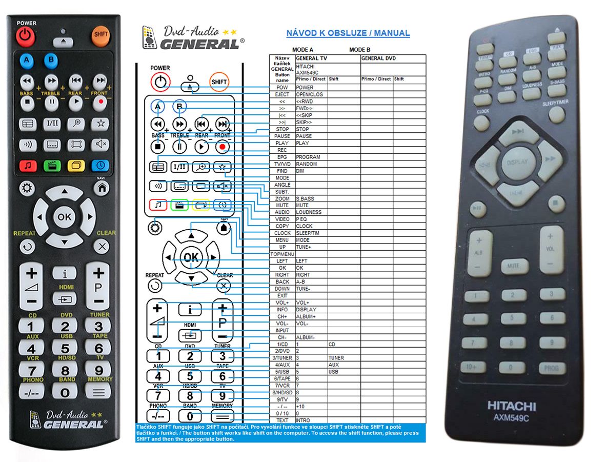HITACHI AXM549C -   


kompatibilis General márkájú távirányító