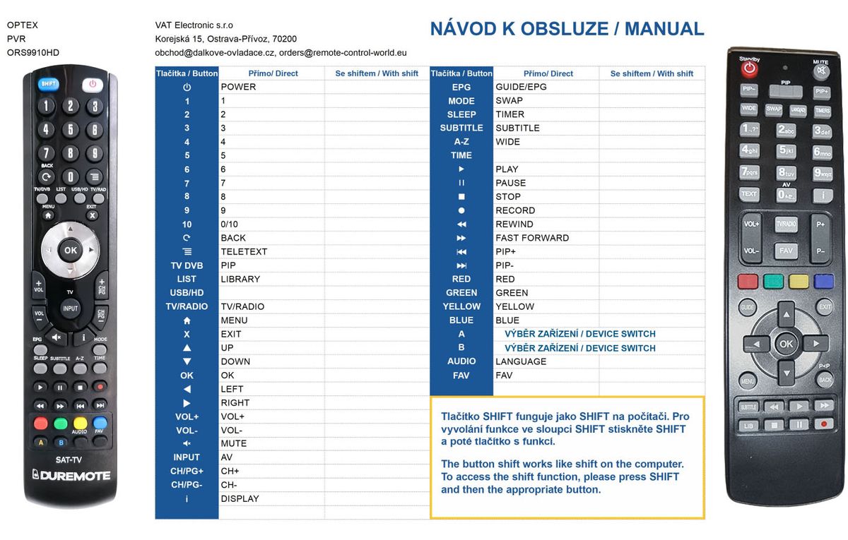 OPTEX ORS-9910HD, ORS-9910HS -   


kompatibilis General márkájú távirányító