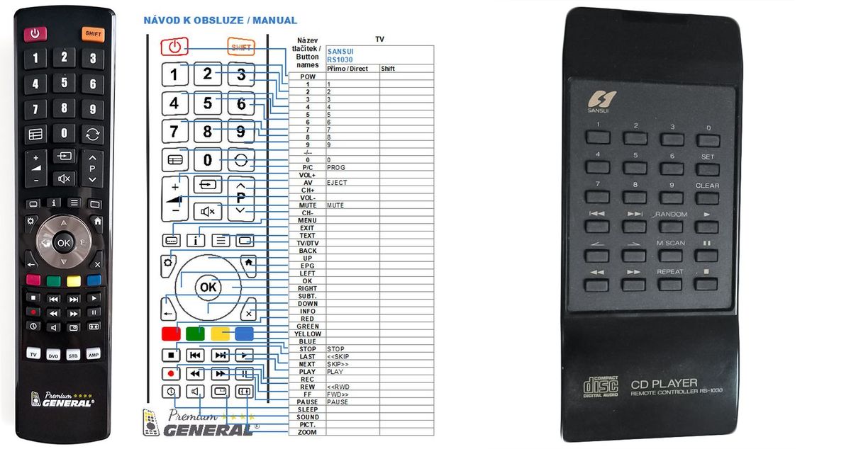 SANSUI RS-1030, CD-X301i -   


kompatibilis General márkájú távirányító