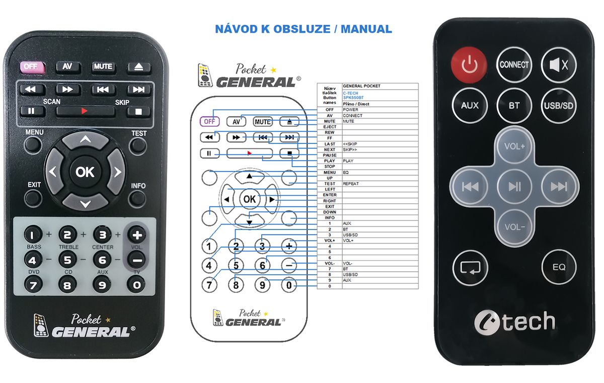C-TECH SPK-550BT -   


kompatibilis General márkájú távirányító