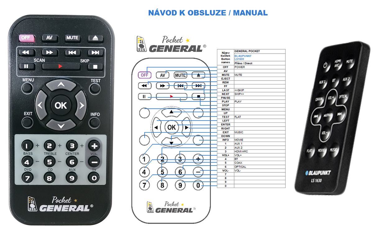 BLAUPUNKT LS1630 -   


kompatibilis General márkájú távirányító