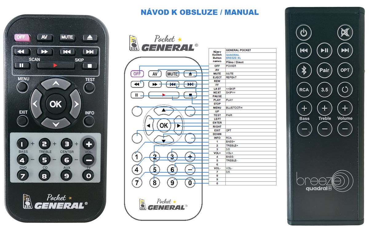 QUADRAL Breeze XL -   


kompatibilis General márkájú távirányító