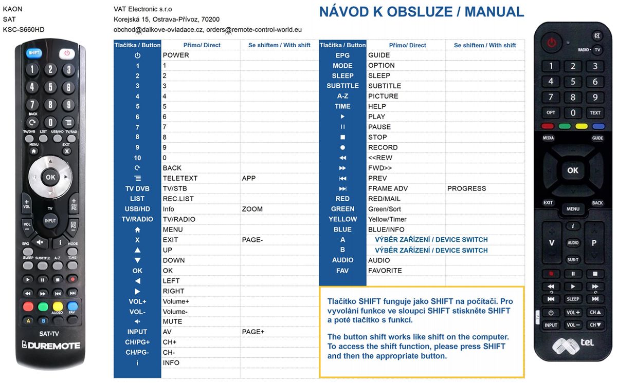 KAON CO1300 HD - távirányító