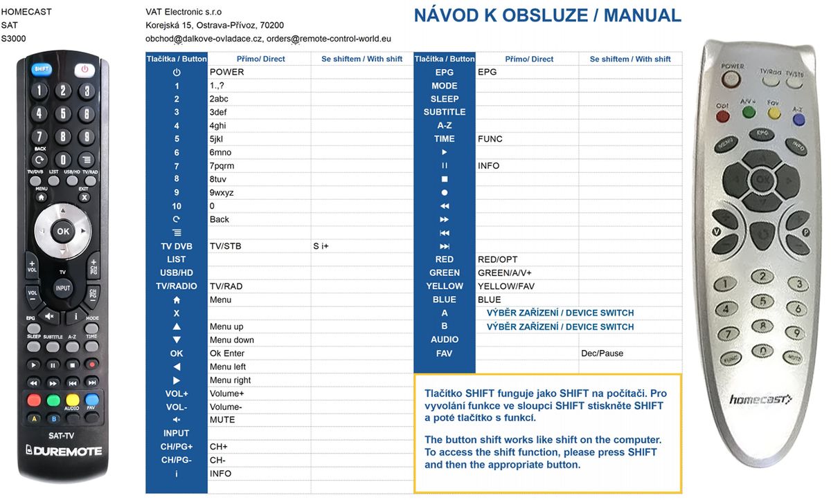OPTIBOX 3100CR - távirányító