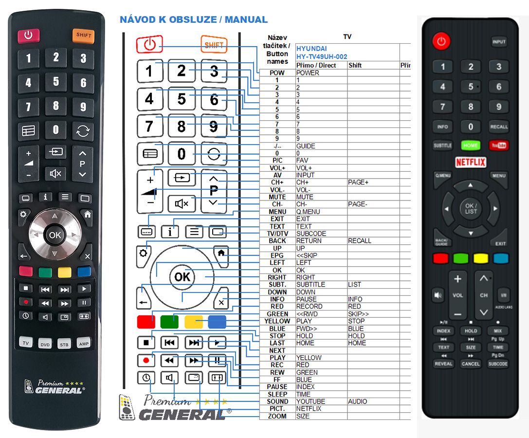 HYUNDAI HY-TV49UH-002 -   


kompatibilis General márkájú távirányító