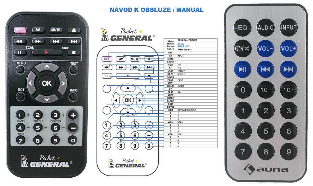 AUNA AMP-218BT -   


kompatibilis General márkájú távirányító