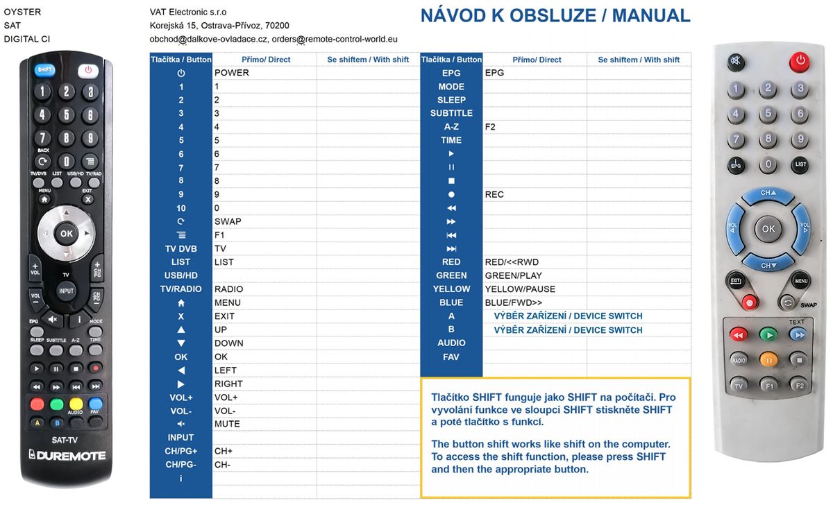 OYSTER DIGITAL CI -   


kompatibilis General márkájú távirányító