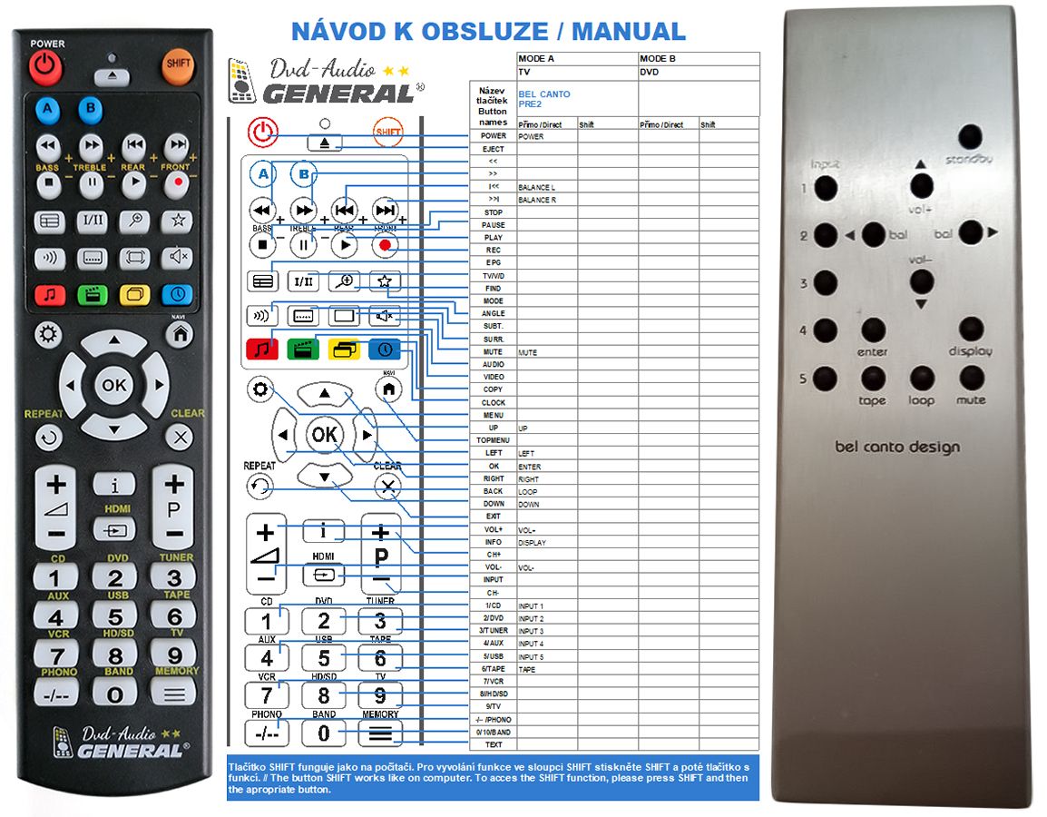 BEL CANTO PRe2, PRe6 -   


kompatibilis General márkájú távirányító