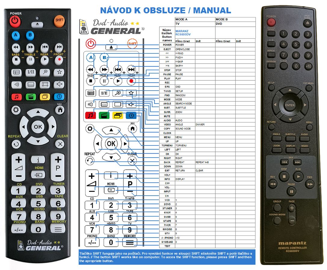 MARANTZ RC6600DV -   


kompatibilis General márkájú távirányító