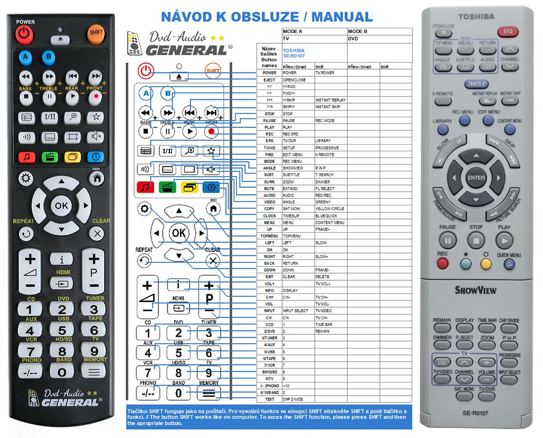 TOSHIBA SE-R0107 -   


kompatibilis General márkájú távirányító