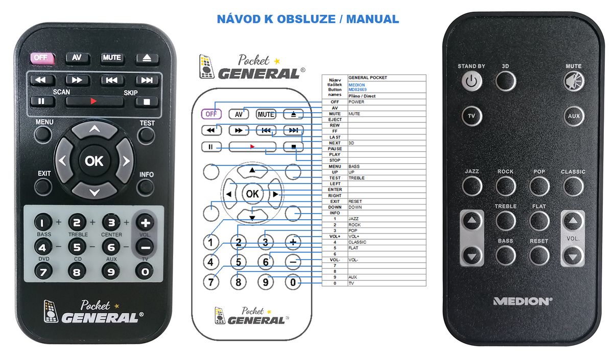 MEDION MD82669 -   


kompatibilis General márkájú távirányító