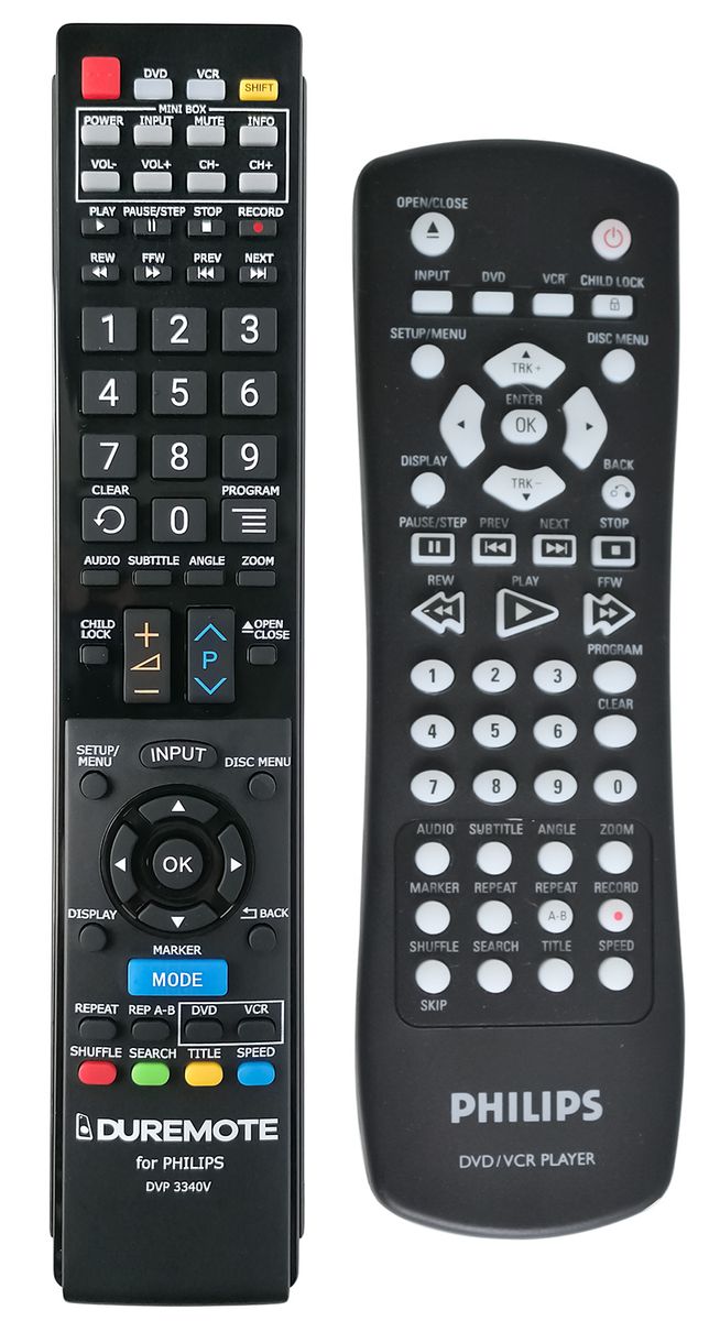 PHILIPS 996510009972, DVP3340, DVP3350, MCD139B + TV vezérlés (mini TV) - távirányító duplikátum