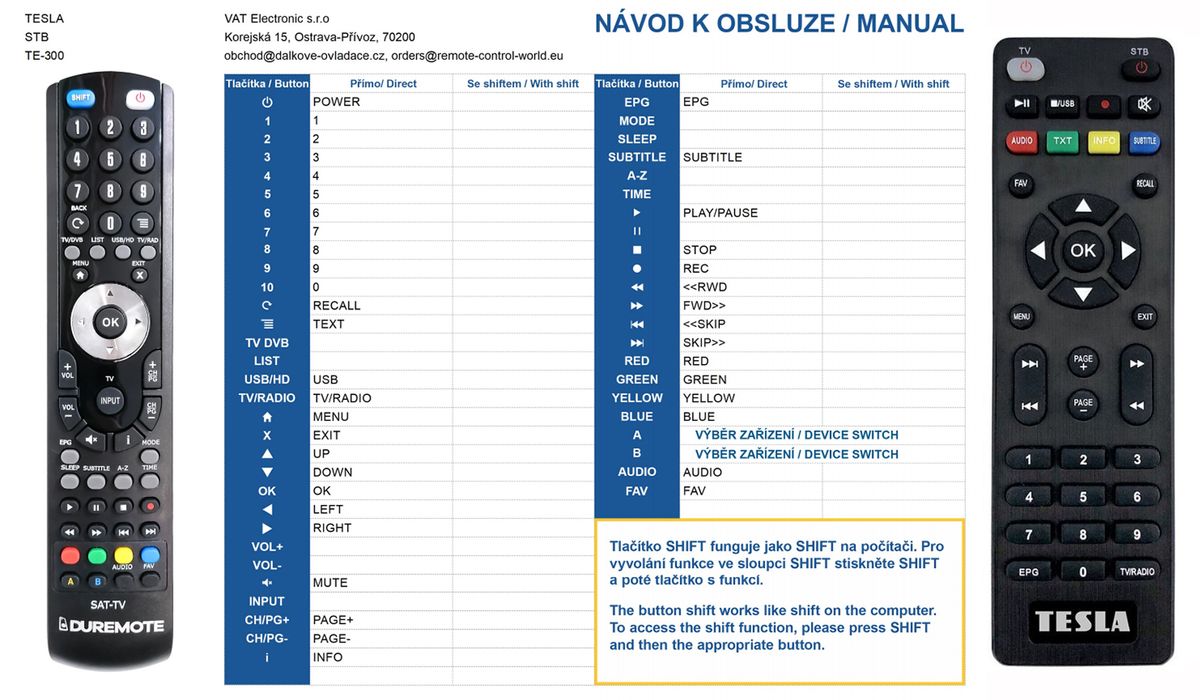 TESLA TE-300, TE-301, TE-302 -   


kompatibilis General márkájú távirányító