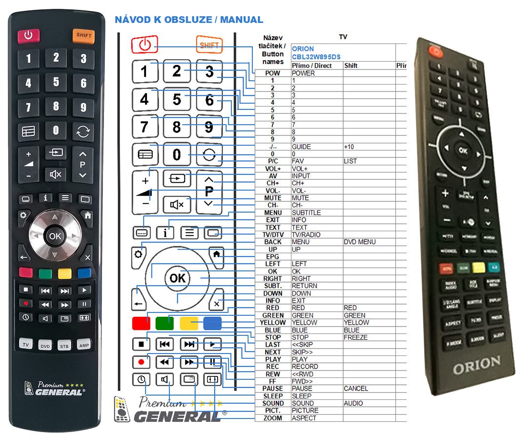 ORION CLB32B895DS -   


kompatibilis General márkájú távirányító