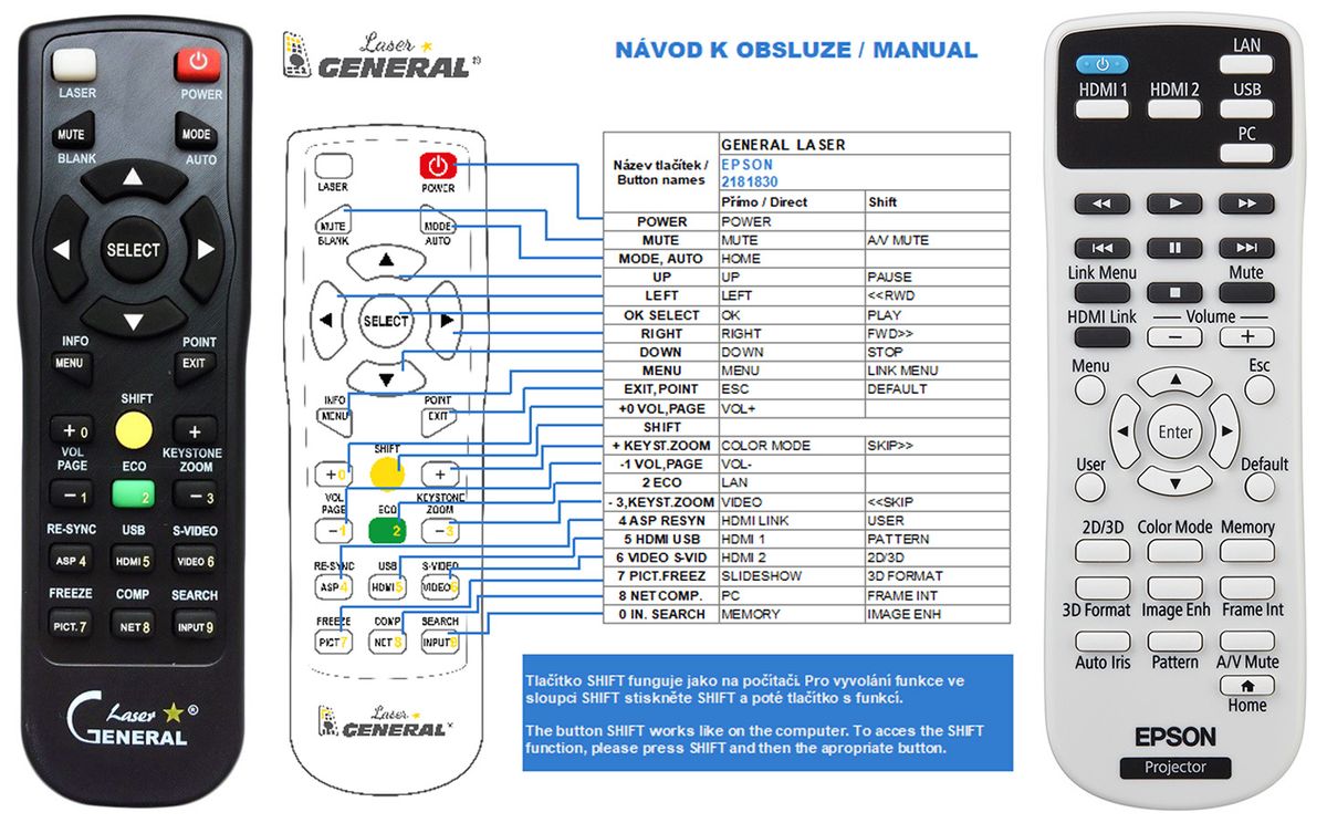 EPSON 2181830, EB-965H, EH-TW5400, EH-TW5600, EH-TW5650  - távirányító lézermutatóval