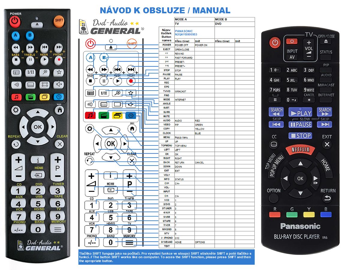 PANASONIC N2QAYB000953 -   


kompatibilis General márkájú távirányító