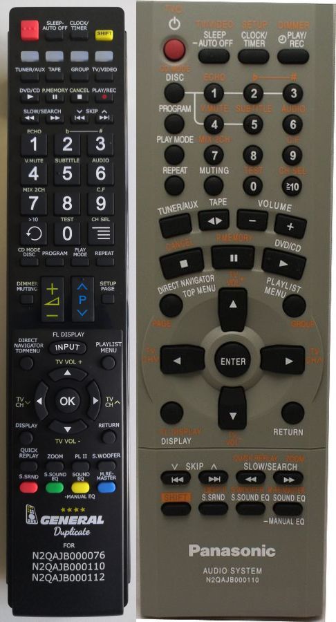 PANASONIC N2QAJB000110 - távirányító duplikátum