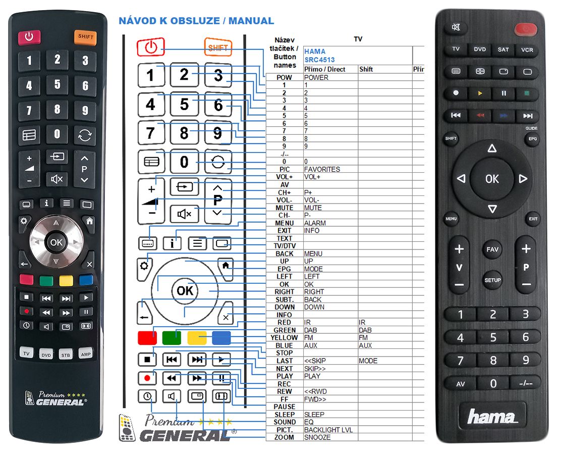 HAMA DIR3600, DIR3605MSBT -   


kompatibilis General márkájú távirányító