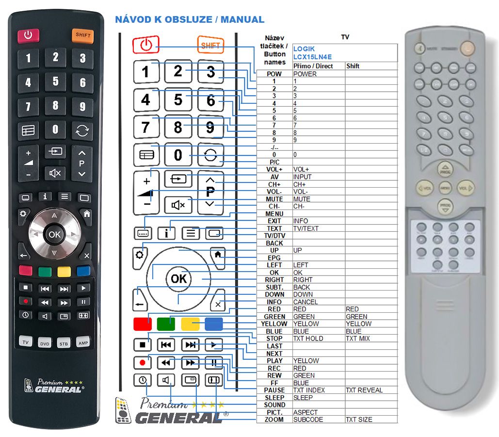 LOGIK LCX15LN4E -   


kompatibilis General márkájú távirányító