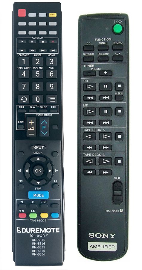 SONY RM-S325, RM-S326, RM-S336 - távirányító duplikátum