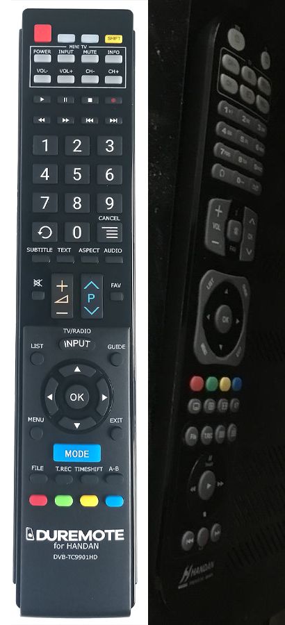 HANDAN DVB-TC 9901 + TV vezérlés (mini TV) - távirányító duplikátum