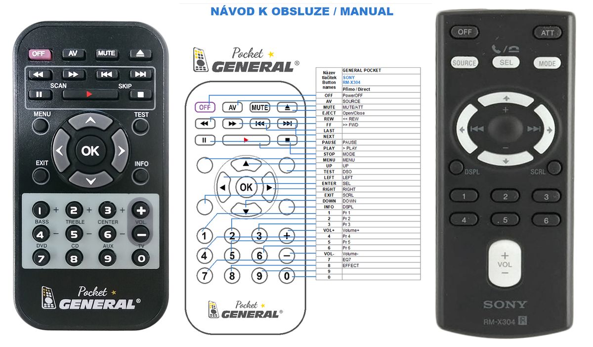 SONY RM-X304 -   


kompatibilis General márkájú távirányító