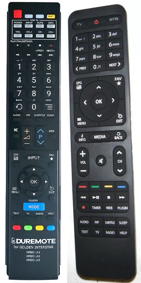 GOLDEN INTERSTAR XPEED LX1, XPEED LX2, XPEED LX3 + TV vezérlés (mini TV) - távirányító duplikátum