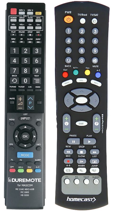 MASCOM MC2600, MC2600HD-IRCI + TV vezérlés (mini TV) - távirányító duplikátum