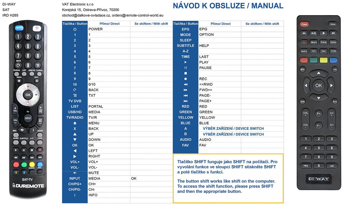 DI-WAY IRD-H265 Irdeto -   


kompatibilis General márkájú távirányító