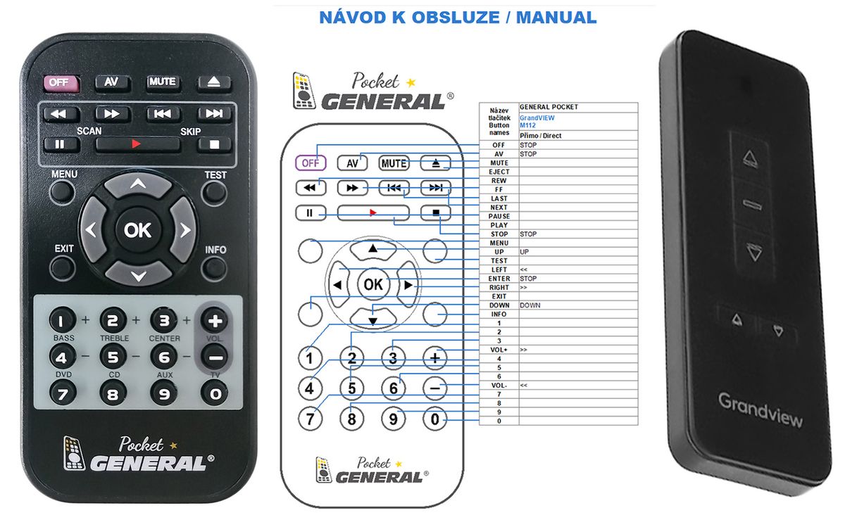 GRANDVIEW M112 -   


kompatibilis General márkájú távirányító