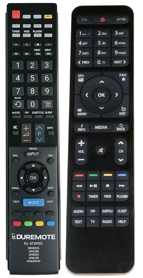 ATEMIO NEMESIS, AM5200, AM6000, AM6100, AM6200HD - távirányító duplikátum