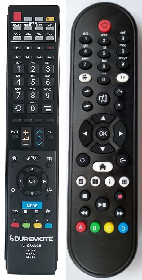 ORANGE UHD88, WHD80, SHD85 + TV vezérlés (mini TV) - távirányító duplikátum
